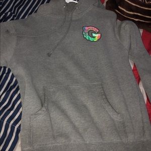 Grizzly Diamond gray hoodie with tie dye logo